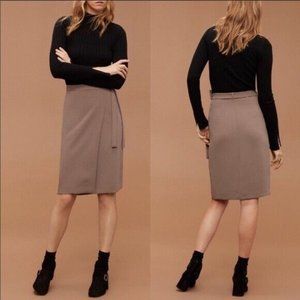 Aritzia Tan Midi Wrap Skirt